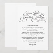 Hetzelfde liefdeskleinere bruiloft Calligrafie Aankondiging (Voorkant / Achterkant)