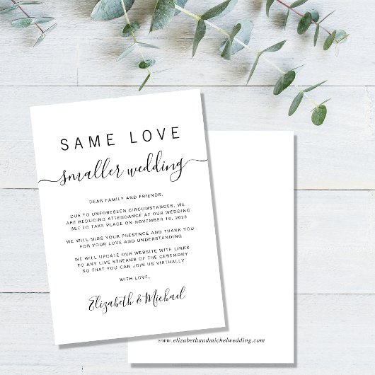 Hetzelfde liefdesverdriet, een kleinere bruiloft aankondiging
