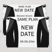 Hetzelfde plan nieuwe datum zwart-wit homohuwelijk save the date (Voorkant / Achterkant)