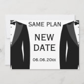 Hetzelfde plan nieuwe datum zwart-wit homotrouwdag save the date (Voorkant)