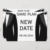 Hetzelfde plan nieuwe datum zwart-wit homotrouwdag save the date (Voorkant / Achterkant)