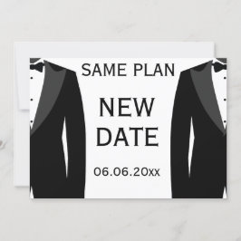 Hetzelfde plan nieuwe datum zwart-wit homotrouwdag save the date