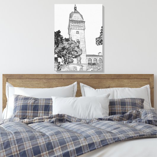 Heublein Tower - Connecticut Schetskunst Canvas Afdruk (Insitu (Slaapkamer))