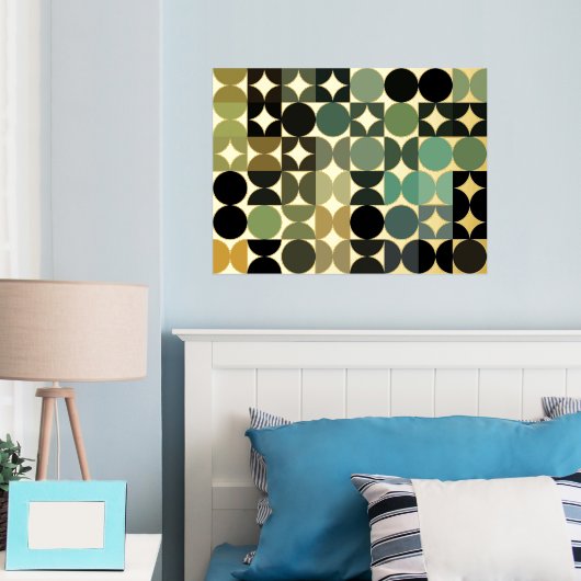 Heup Abstract Circles Industrial Fusion Art Gold Folie Afdrukken (Insitu (Slaapkamer))