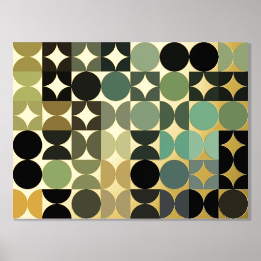 Heup Abstract Circles Industrial Fusion Art Gold Folie Afdrukken (Voorkant)