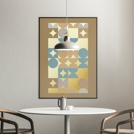 Heup Abstract Circles Industrial Fusion Art Gold Folie Afdrukken