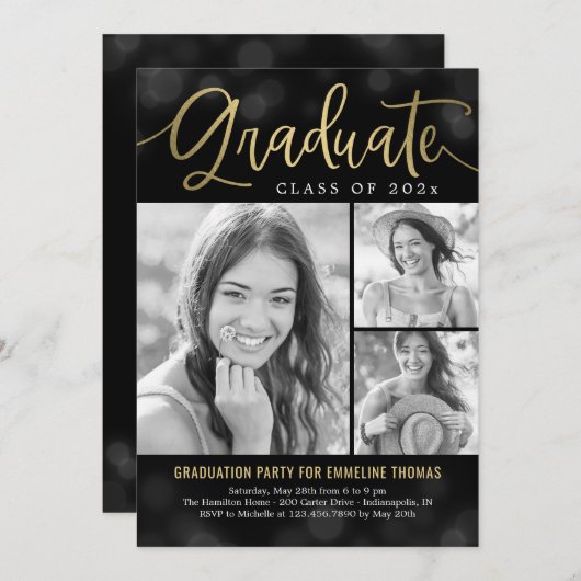 Heup Bokeh EDITABLE COLOR Afstuderen Kaart (Voorkant / Achterkant)