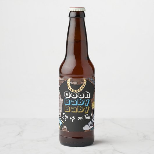 Heup {BOY} Baby showers flaconetiketten Bier Etiket (Voorkant)