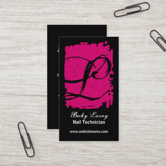 Heup- en buikmonogram visitekaartje (Voorkant / Achterkant in situ)