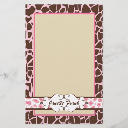 Heup- en chic Animal Print: Roze Briefpapier (Voorkant)