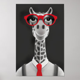 Heup Giraffe potlood Tekening | Red Necktie Wall A Poster