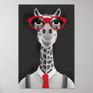 Heup Giraffe potlood Tekening   Red Necktie Wall A Poster