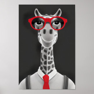 Heup Giraffe potlood Tekening | Red Necktie Wall A Poster
