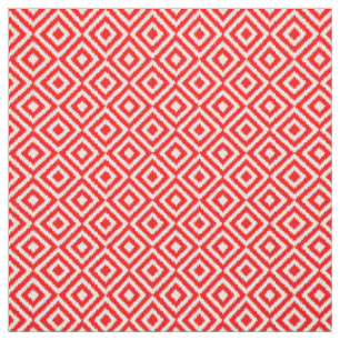 Heup, helder rood Ikat Diamond Squares, mozaïekpa Stof