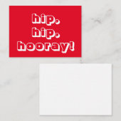 heup, heup, hoera! Gefeliciteerd, rode witte kaart (Voorkant / Achterkant)