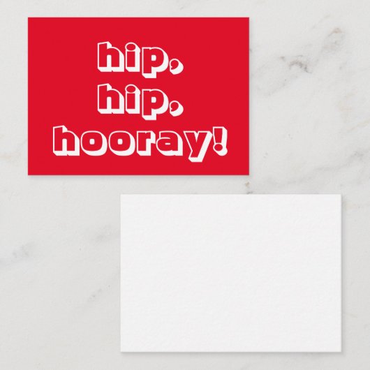 heup, heup, hoera! Gefeliciteerd, rode witte kaart (Voorkant / Achterkant)