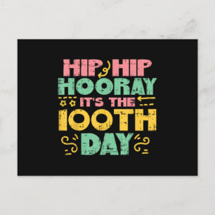 Heup Hooray 100 e dag 100 dagen van de schoolstudi Uitnodiging Briefkaart