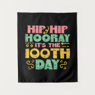Heup Hooray 100 e dag 100 dagen van de schoolstudi Wandkleed