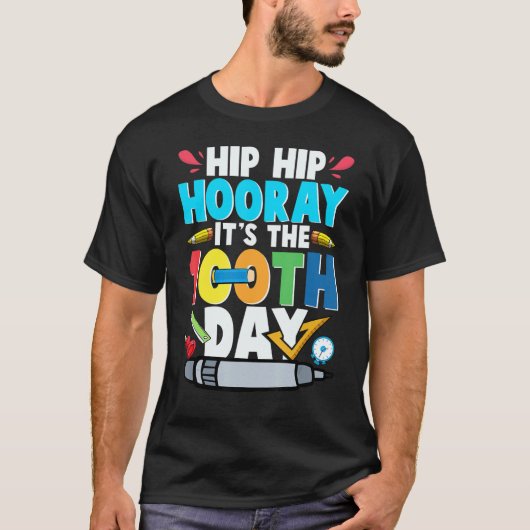 Heup Hooray Het is de 100e dag grappige student de T-shirt (Voorkant)
