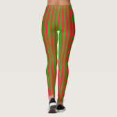 Heup-kerstgroene rode strepen-patroonvrouwen leggings (Achterkant)