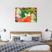 Heup kleurrijke grunge stijlpenselen Kunstpatroon Canvas Afdruk (Insitu (Slaapkamer))