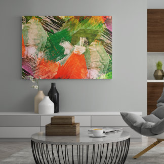 Heup kleurrijke grunge stijlpenselen Kunstpatroon Canvas Afdruk