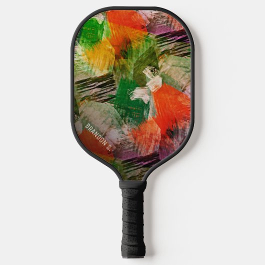 Heup kleurrijke grunge stijlpenselen Kunstpatroon Pickleball Paddle (Voorkant)