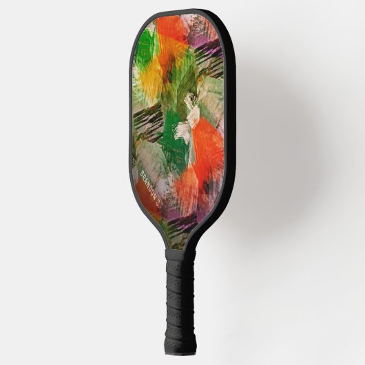 Heup kleurrijke grunge stijlpenselen Kunstpatroon Pickleball Paddle (Links)