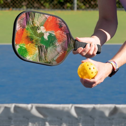 Heup kleurrijke grunge stijlpenselen Kunstpatroon Pickleball Paddle (Insitu)