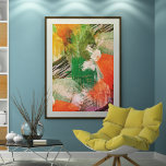 Heup kleurrijke grunge stijlpenselen Kunstpatroon Poster<br><div class="desc">Het moderne,  felgroene,  oranje,  roze,  zwarte,  gele en rode,  moderne,  moderne,  grijze,  groene,  stijlvolle,  geometrische penseelvormgeving past in het kunstpatroonontwerp. Mooie,  moderne en koele cover voor trendbarige en kunstliefhebbende heuptrendsetter en artsy motif minnaar.</div>