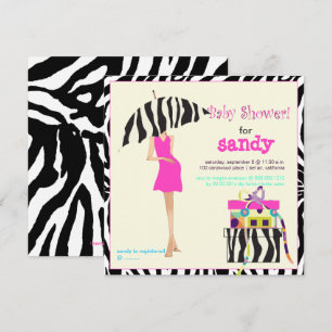 Heup mama, zebra baby shower kaart