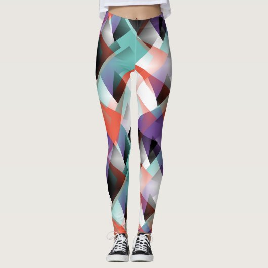 Heup Modern Abstract Geometrisch Kunstpatroon Leggings (Voorkant)