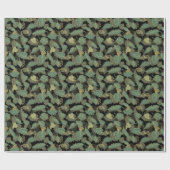 Heup Ochre Brown Green Forest Tree Leafs Pattern Cadeaupapier (Vlak)