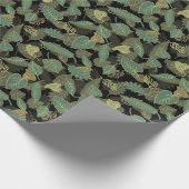 Heup Ochre Brown Green Forest Tree Leafs Pattern Cadeaupapier (Hoek)