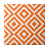 Heup Oranje Ikat Diamond Squares Mosaic Pattern Tegeltje (Voorkant)