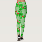 Heup Rood Groen Kerst Mistle Toe Design mode Leggings (Achterkant)