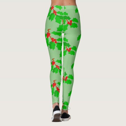 Heup Rood Groen Kerst Mistle Toe Design mode Leggings (Achterkant)