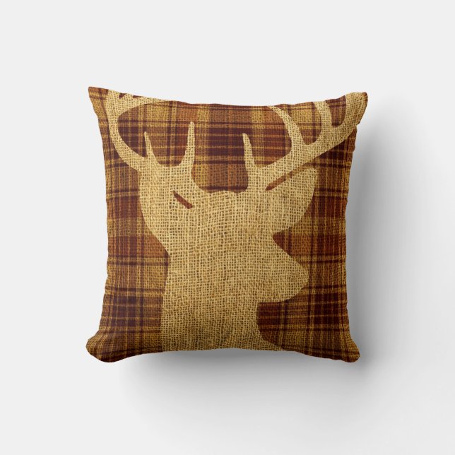 Heup Rustic Deer Silhouette op postuur Kussen (Voorkant)