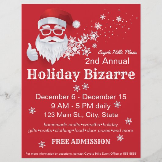 Heup Santa Claus Papercut op de Rode Kerstmis Flyer (Voorkant)