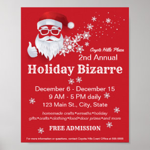 Heup Santa Claus Papercut op de Rode Kerstmis Poster