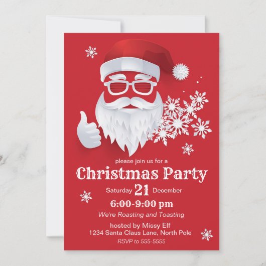 Heup Santa Claus Papercut op Rode Kerstmis Kaart (Voorkant)