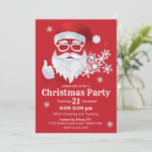 Heup Santa Claus Papercut op Rode Kerstmis Kaart (Staand voorkant)