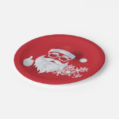 Heup Santa Claus Papercut op Rode Kerstmis Papieren Bordje (Gekanteld)