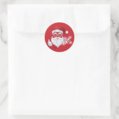 Heup Santa Claus Papercut op Rode Kerstmis Ronde Sticker (Tas)