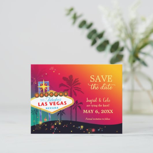 Heup Twilight Las Vegas Wedding Save the Date Aankondigingskaart (Staand voorkant)
