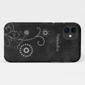 Heup zwart-wit Foral Chalkboard met naam Case-Mate iPhone Case (Achterkant (horizontaal))