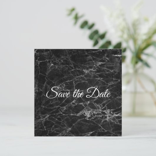 Heup zwarte marmer slaat de datum op save the date (Staand voorkant)