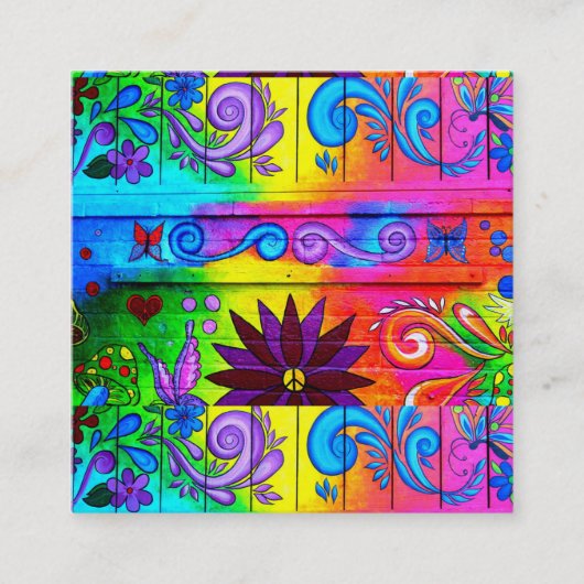 heupgroovy 70 kleuren horizontaal vierkante visitekaartje (Voorkant)