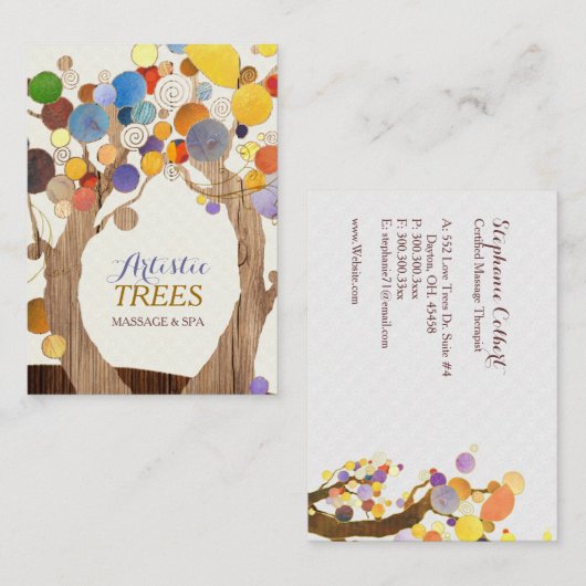 Heuphout getextureerde bomen visitekaartje (Voorkant / Achterkant)