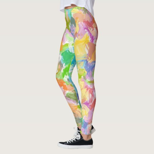 Heupkleurig trillend zomerschilderpatroon leggings (Links)